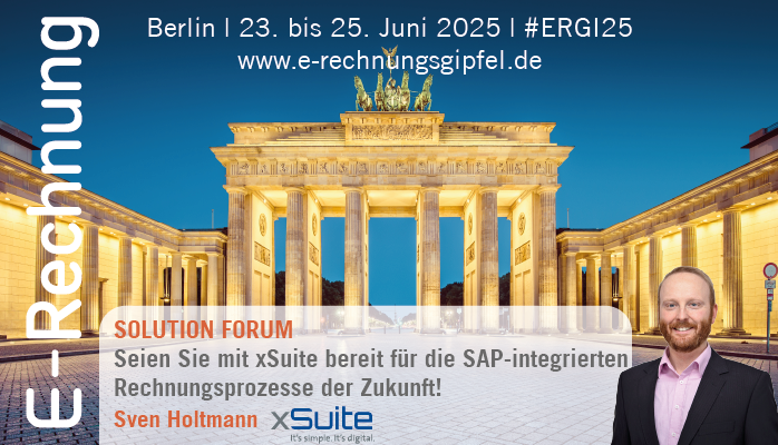 Logo - xSuite auf dem E-Rechnungs-Gipfel 2025